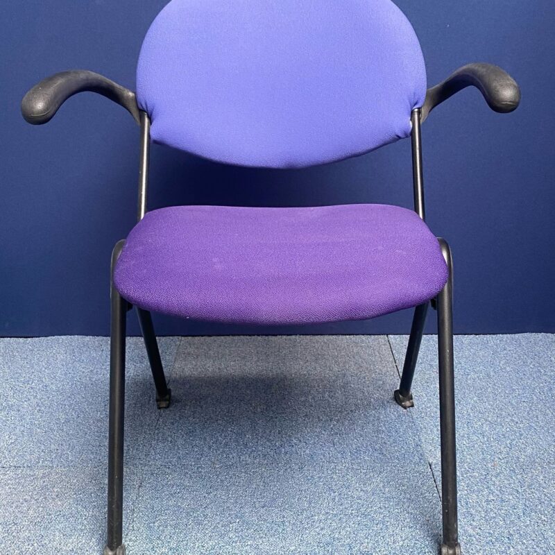 Two Tone Purple Fabric Seat Metal Black Frame And Legs